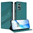 For OnePlus 9 Pro Embossed Multi-functional Wallet Retro Leather Phone Case(Dark Green) - 1