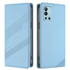 For OnePlus 9R Embossed Multi-functional Wallet Retro Leather Phone Case(Light Blue) - 2