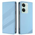 For OnePlus Ace 2V Embossed Multi-functional Wallet Retro Leather Phone Case(Light Blue) - 2
