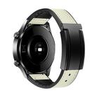22mm T-Shaped Fold Magnetic Buckle Silicone PU Watch Band(Creamy White) - 1