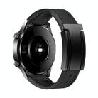 22mm T-Shaped Fold Magnetic Buckle Silicone PU Watch Band(Black) - 1