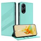 For OPPO A1 5G Embossed Multi-functional Wallet Retro Leather Phone Case(Mint Green) - 1