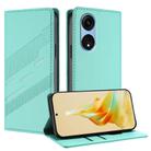 For OPPO A1 Pro Embossed Multi-functional Wallet Retro Leather Phone Case(Mint Green) - 1