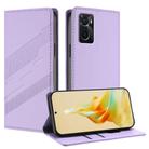 For OPPO A36 4G Embossed Multi-functional Wallet Retro Leather Phone Case(Light Purple) - 1