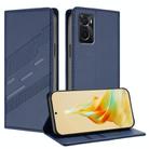 For OPPO A36 4G Embossed Multi-functional Wallet Retro Leather Phone Case(Dark Blue) - 1