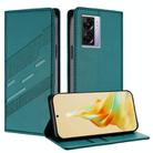 For OPPO A57 5G Embossed Multi-functional Wallet Retro Leather Phone Case(Dark Green) - 1