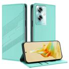 For OPPO A79 5G Embossed Multi-functional Wallet Retro Leather Phone Case(Mint Green) - 1