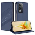 For OPPO A80 5G Embossed Multi-functional Wallet Retro Leather Phone Case(Dark Blue) - 1