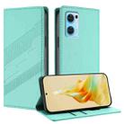 For OPPO Find X5 Lite Embossed Multi-functional Wallet Retro Leather Phone Case(Mint Green) - 1
