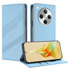 For OPPO Find X8 Embossed Multi-functional Wallet Retro Leather Phone Case(Light Blue) - 1