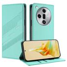 For OPPO Find X7 Embossed Multi-functional Wallet Retro Leather Phone Case(Mint Green) - 1