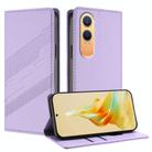 For OPPO K12x Embossed Multi-functional Wallet Retro Leather Phone Case(Light Purple) - 1