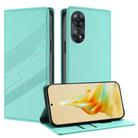 For OPPO Reno8 T 4G Embossed Multi-functional Wallet Retro Leather Phone Case(Mint Green) - 1