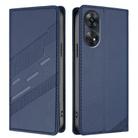For OPPO Reno8 T 4G Embossed Multi-functional Wallet Retro Leather Phone Case(Dark Blue) - 2