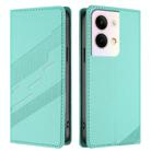 For OPPO Reno9 Embossed Multi-functional Wallet Retro Leather Phone Case(Mint Green) - 2