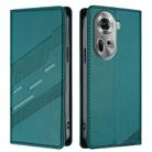 For OPPO Reno11 Global Embossed Multi-functional Wallet Retro Leather Phone Case(Dark Green) - 2
