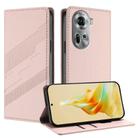 For OPPO Reno11 Global Embossed Multi-functional Wallet Retro Leather Phone Case(Pink) - 1