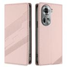 For OPPO Reno11 Global Embossed Multi-functional Wallet Retro Leather Phone Case(Pink) - 2