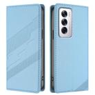 For OPPO Reno12 5G Embossed Multi-functional Wallet Retro Leather Phone Case(Light Blue) - 2