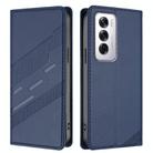 For OPPO Reno12 5G Embossed Multi-functional Wallet Retro Leather Phone Case(Dark Blue) - 2