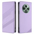 For OPPO Reno12 F Embossed Multi-functional Wallet Retro Leather Phone Case(Light Purple) - 2