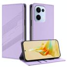 For OPPO Reno13 5G Embossed Multi-functional Wallet Retro Leather Phone Case(Light Purple) - 1