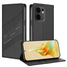 For OPPO Reno13 F Embossed Multi-functional Wallet Retro Leather Phone Case(Black) - 1