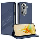 For OPPO Reno11 Pro Embossed Multi-functional Wallet Retro Leather Phone Case(Dark Blue) - 1