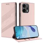 For OPPO Reno14 F 5G Embossed Multi-functional Wallet Retro Leather Phone Case(Pink) - 1
