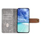 For iPhone 16 Color Stitching Skin Feel Leather RFID Blocking Phone Case(Grey) - 3