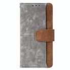 For iPhone 15 Pro Max Color Stitching Skin Feel Leather RFID Blocking Phone Case(Grey) - 2