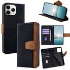 For iPhone 11 Pro Max Color Stitching Skin Feel Leather RFID Blocking Phone Case(Black) - 1
