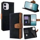 For iPhone 11 Color Stitching Skin Feel Leather RFID Blocking Phone Case(Black) - 1