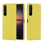 For Sony Xperia 5 Plus / Xperia 1 II Solid Color Liquid Silicone Dropproof Full Coverage Protective Case(Yellow) - 1