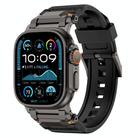 For Apple Watch 46mm / 49mm / 45mm / 44mm Stainless Steel Connector TPU Watch Band(Black+Black) - 1