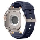 For Apple Watch 42mm / 41mm / 40mm / 38mm Stainless Steel Connector TPU Watch Band(Blue+Titanium) - 2
