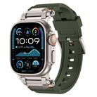 For Apple Watch 42mm / 41mm / 40mm / 38mm Stainless Steel Connector TPU Watch Band(Green+Titanium) - 1