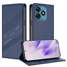 For Oukitel C51 Embossed Multi-functional Wallet Retro Leather Phone Case(Dark Blue) - 1