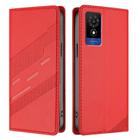 For TCL 501 / T433D Embossed Multi-functional Wallet Retro Leather Phone Case(Red) - 2