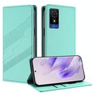 For TCL 501 / T433D Embossed Multi-functional Wallet Retro Leather Phone Case(Mint Green) - 1