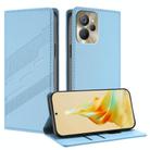 For Realme 10 5G Embossed Multi-functional Wallet Retro Leather Phone Case(Light Blue) - 1