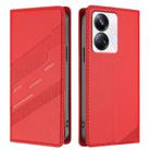 For Realme 10 Pro+ Embossed Multi-functional Wallet Retro Leather Phone Case(Red) - 2