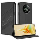 For Realme 12 4G Embossed Multi-functional Wallet Retro Leather Phone Case(Black) - 1