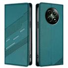 For Realme 12 4G Embossed Multi-functional Wallet Retro Leather Phone Case(Dark Green) - 2