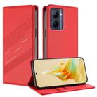 For Realme C33 Embossed Multi-functional Wallet Retro Leather Phone Case(Red) - 1