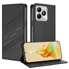 For Realme C53 4G Embossed Multi-functional Wallet Retro Leather Phone Case(Black) - 1