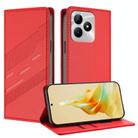 For Realme C53 4G Embossed Multi-functional Wallet Retro Leather Phone Case(Red) - 1