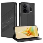 For Realme GT3 Embossed Multi-functional Wallet Retro Leather Phone Case(Black) - 1