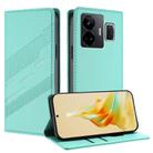 For Realme GT3 Embossed Multi-functional Wallet Retro Leather Phone Case(Mint Green) - 1