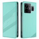 For Realme GT3 Embossed Multi-functional Wallet Retro Leather Phone Case(Mint Green) - 2